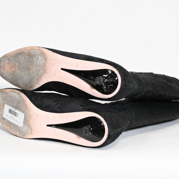 Vintage Christian Lacroix Knee High Boots with Kitten Hill Black Size 38 - Picture 7 of 7